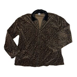 Vintage leopard print velour zip up jacket